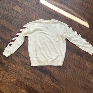 Off-White Kids Crewneck Sweatshirt, Cream & Burgundy NWOT Size 8